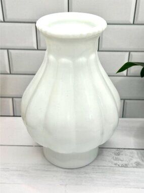 Vintage Ribbed White Milk Glass Hobnail Top Hurricane Lamp Chimney Shade